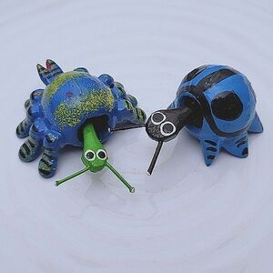 Lot of 2 | Vtg Mini Mexican insect bobble head Alebrijes animals